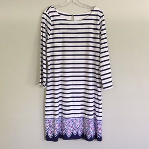Lilly Pulitzer Bay Dress Navy Stripe XL